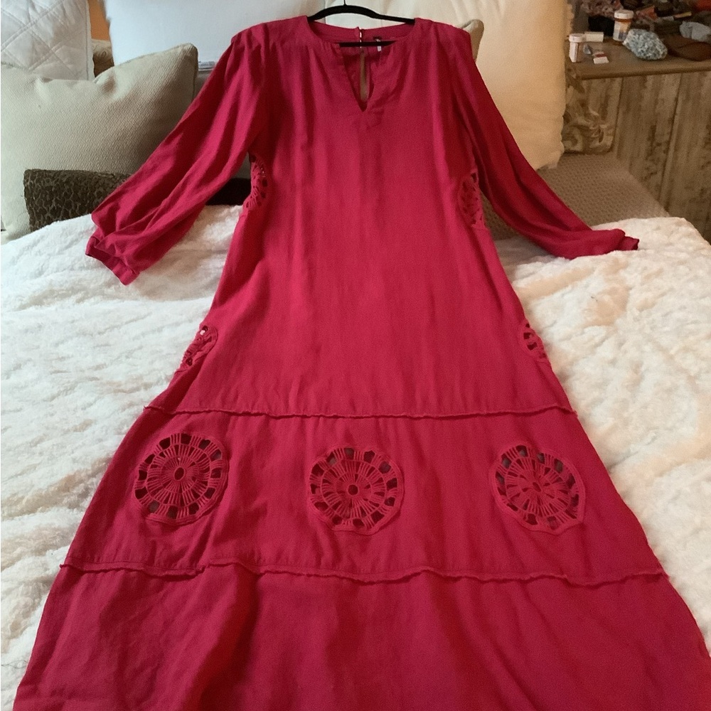 Young Fabulous & Broke hot pink Long Sleeve Dress with cut out details.